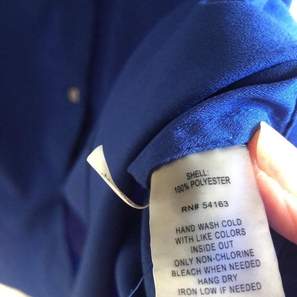 Calvin Klein Womans LS Blue Shirt Size M 100% Polyester - Picture 7 of 8